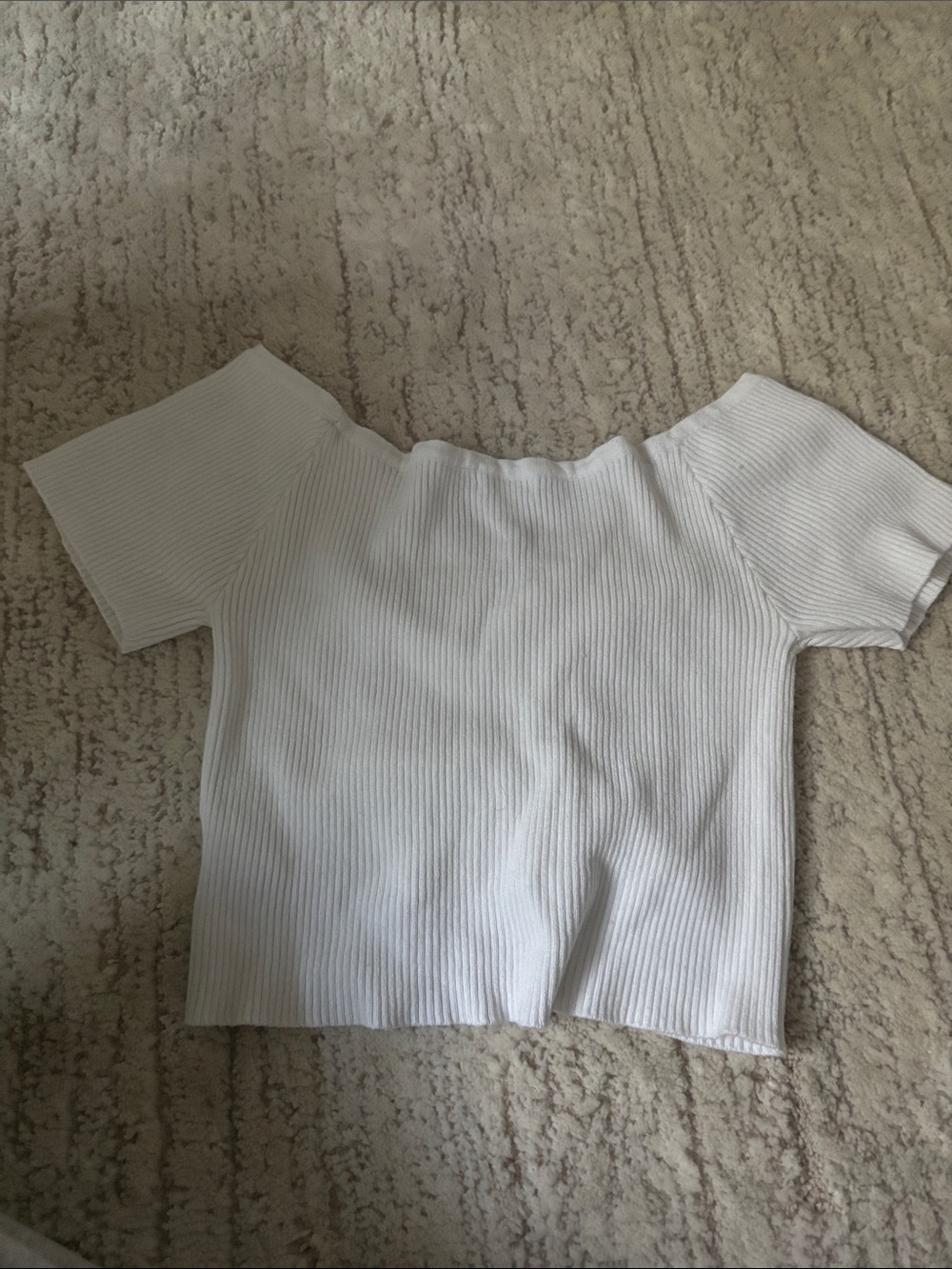 Garage White Ribbed Ruched Crop Tee - Picture 3 of 3